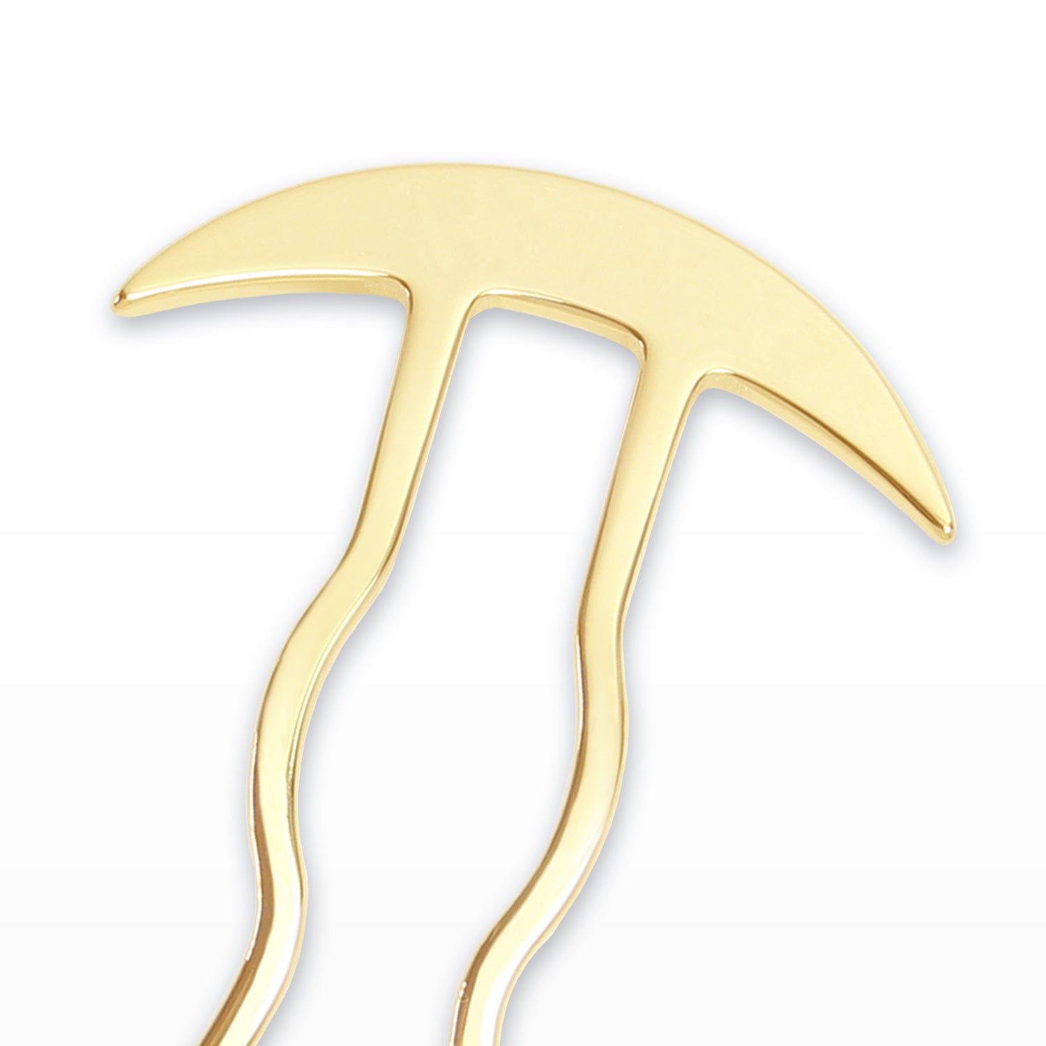 Gold crescent moon kanzashi close-up on a white background